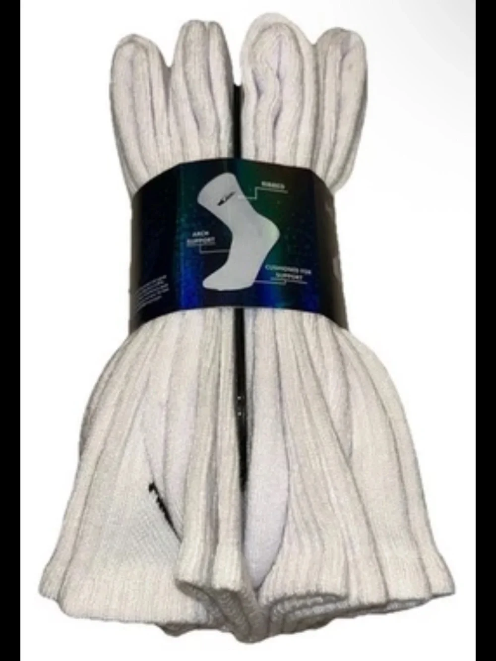 Quicksilver Crew Socks 8 Pair Men's 8-12.5 Black White w Logo Surf Ride NEW Cush